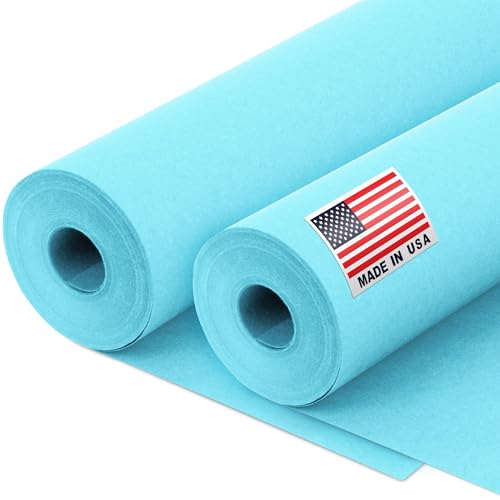 Paclord Rollo de papel kraft azul claro de 12 x 1200 pulgadas (12 x 1200 pies) (paquete de 2 unidades), grosor de 45 libras, fabricado en Estados Unidos, papel kraft de color para la escuela, sin