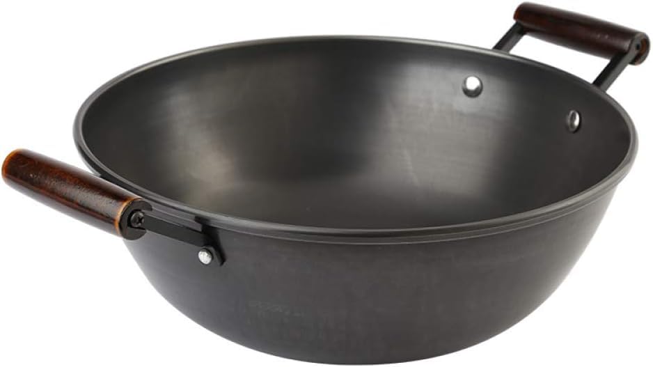 PJGFBYT Wok Stew de hierro fundido con olla de hierro grande antiadherente olla de doble oreja, 40 cm