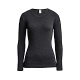 Conta Thermo Langarm Shirt, Longshirt mit natürlicher Baumwolle, wärmende Unterwäsche für Damen, Rundhalsausschnitt, Damenbekleidung, Schwarz Melange, Größe: 50/4XL