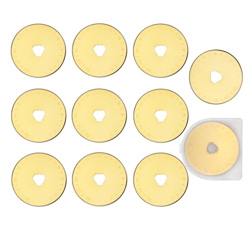 Gasea 10 Cuchillas de Corte Circular Rotativa de 45 mm, Cuchillas de Corte Rotativas, Circular Cuchillas de Corte Altamente Afiladas SKS-7, para Acolchar, Papel, Tela, Albumes de Recortes (Dorado)
