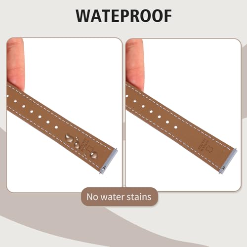 Italy Genuine Leather Watch Bands Men Women Compatible with Samsung Galaxy Watch Band, 20mm 22mm Lugs Watch Straps, Quick Release Wear-resistant Sweat-Resistant Smartwatch Replacement Strap