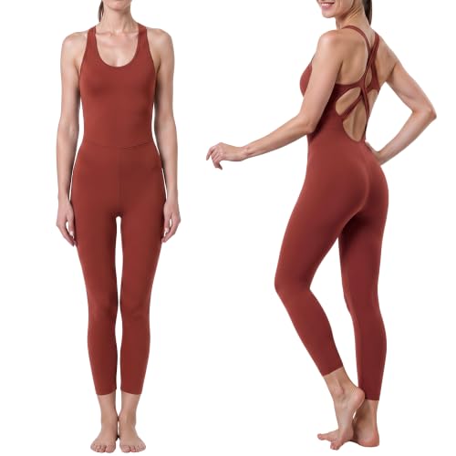 Image of LOVESOFT Workout Jumpsuits for Women Sleevesless Bodycon Backless Unitard
