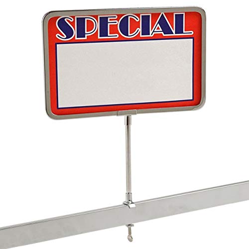 Universal Retail Rack Chrome Frame Clamp On 7" X 11" Sign Holder Card Display, 11" H, 1 Unit #TOP2