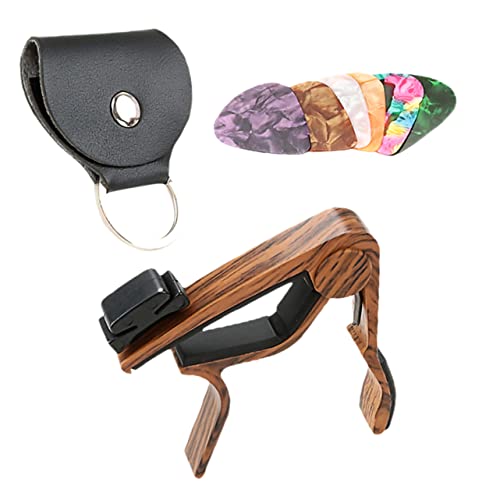 ERINGOGO Set of Guitar Capo Picks 8pc Deep Wood Grain Stable Pressure for Professionals Beginners