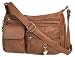 ZZFAB Front Pockets side Locking Concealed Carry Purse for Women Small CCW Crossbody Bag Brown