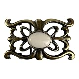 UmjuBELT Gürtelschließe Nouveau, 4cm, Antik-Gold mit Cremefarbenem Stein, Vintage-Ornament Design