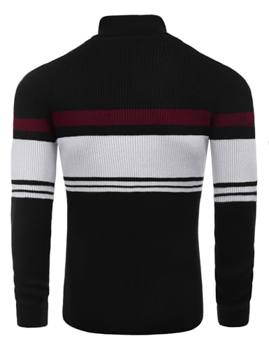 Image of COOFANDY Mens Ribbed Slim Fit Knitted Pullover Casual Turtleneck Sweater