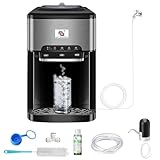 NUNET 3-in-1 Countertop Ice Maker Hot/Cold Water Dispenser Cooler Fill Water Manually/by Water Line,10ft Water Inlet Hose 1/2' &1/4' Connector, Making 44 lbs Ice Daily at 160W, 4lb Ice Storage