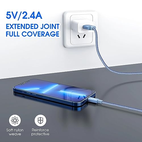 Cable Lightning de 60cm ROFAY con trenzado de nylon resistente para iPhone y iPad 6