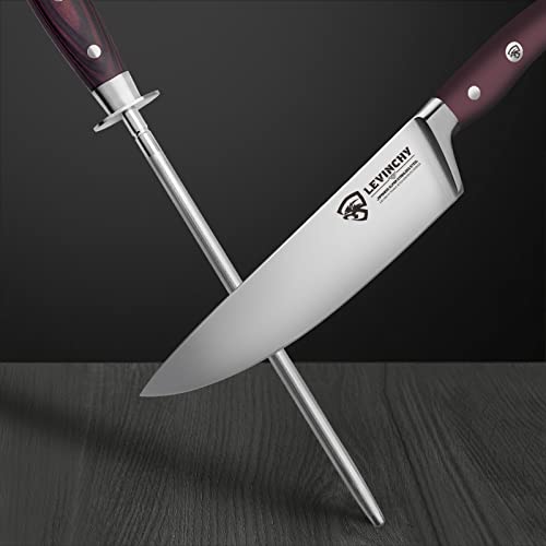 Levinchy 10 Inch Honing Steel With Pakkawood Handle, Knife Sharpener Rod, Professional Knife Sharpening Steel #TOP5