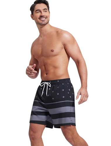 SILKWORLD Mens Swim Trunks Quick Dry Bathing Suits Shorts with Zipper Pockets, MQ18_Zip_P19, Medium