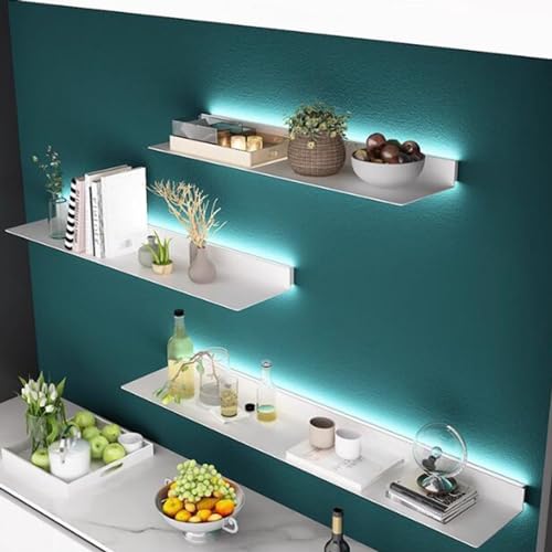Étagère flottante lumineuse de 80 cm avec fixation murale invisible