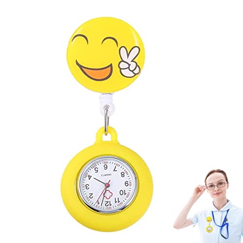 FASSME Reloj de Enfermera, Reloj con Clip de Bolsillo para Mujer, Reloj de Solapa para Enfermeras, médicos, Colgante con Clip, Relojes de Enfermera, Cubierta de Silicona, Estetoscopio, Reloj Fob