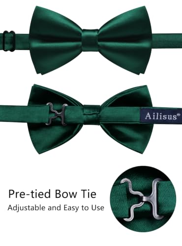 Image of Solid Color Bow Ties for Men Silk Pre-tied Tuxedo Bowtie Set 4PCS