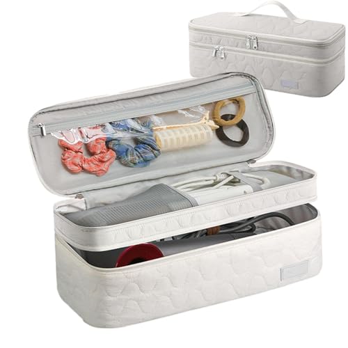 Bolsa de viaje para herramientas para el cabello, bolsa organizadora de herramientas de pelo de doble capa, bolsa de viaje para herramientas de peinado, bolsa de secador de pelo, funda de transporte