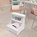 Foot Bath Stool Foot Rest Pedicure Manicure Stool with Drawer and 4 Lockable Wheels Manicure Pedicure Cart for Beauty Salons 44lbs Capacity 20.47 * 16.14 * 21.65in (White)