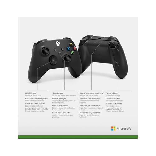 XBOX Wireless Gaming Controller | Carbon Black | Consoles, PCs, TVs, mobile, and more | Textured Grip | Wireless, Bluetooth, USB-C Connectivity - image 8