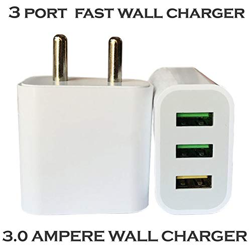 Image of 48W Mobile Charger for Samsung, One Plus & All C Type Devices, Seamless Data Transmission, Series 3 Triple USB Port 4-in-1 Multi Cable iOS Type-C USB Cable (White, BR.A)