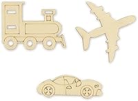 Vista 3 de Vehículos de transporte - Formas de madera sin terminar cortadas con láser para manualidades, madera natural, 15 piezas