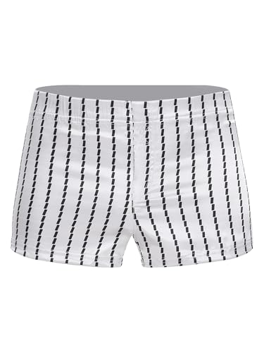 Vxuxlje Men's Satiny Striped Swim Trunks Elastic Waistband Boxer Shorts Underwear Loungewear4