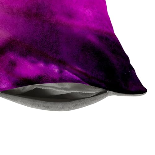 Coussin similicuir blanc 40x40 cm fleur violette avec housse - 4