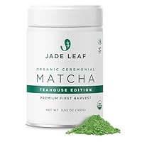 Jade Leaf Matcha Organic Premium Ceremonial Grade Matcha Green Tea Powder - Japanese - Culinary, Ingredient, Ceremonial Barista Teahouse, Latte, Collagen, 3.53 Ounce (Pack of 1), Ceremonial Teahouse Tin