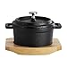 MegaChef Cast Iron 8 Ounce Mini Dutch Oven with Wood Tray, Cookware, Bakeware, Serveware (6 Piece)