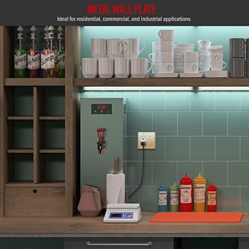 Enerlites Combination Toggle And Decorator Switch Metal Wall Plate, Stainless Steel 201, Corrosion Resistant, Size 2-Gang 4.50" X 4.57", 771131-Pb, Polished Brass, Gold #TOP6