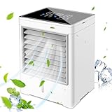 Portable Air Conditioners, USB Personal Mini Air Conditioner with 3-Speed, Evaporative Air Cooler with Touch Screen, Portable Ac Unit Fan for Room, Tent, Bedroom, Car, RV, and Camping