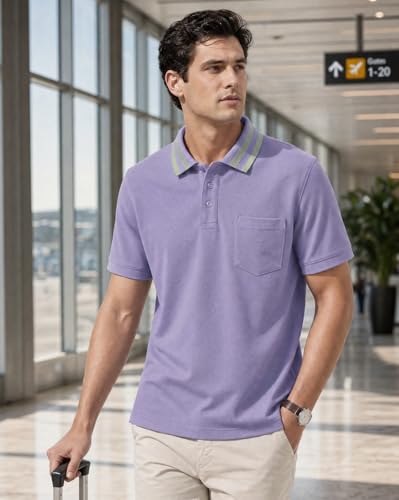Image of Nobero Striped Collar Regular Fit Polo T Shirt for Men | Polo t-Shirts for Men | Regular Fit | Striped Collar | Premium Fabric | Casual & Smart Casual