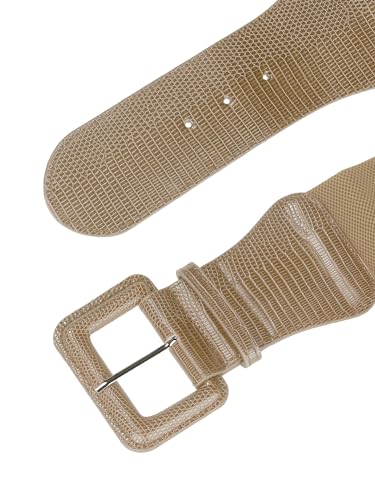 Allegra K Elastic Waist Belts for Women Wide Belts Rectangular Chunky Buckle2