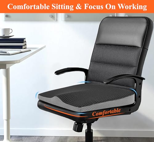 Image of kingphenix Premium Car Seat Cushion, Memory Foam Driver Seat Cushion to Improve Driving View- Coccyx & Lower Back Pain Relief - Seat Cushion for Car, Truck, Office Chair (4D Mesh Classic Black)