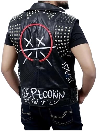 Chaleco de cuero negro con tachuelas hombre punk rock de Halloween con pinchos