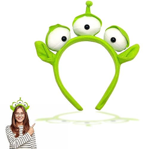 Reizmet Alien Headband, Three-Eyed Alien Monster Stretchy Hair Accessories for Themed Party Cosplay Halloween, Christmas, One Size Fits All, Green