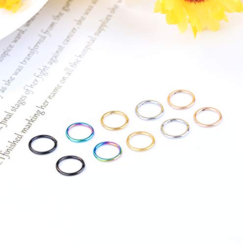 Jstyle 10Pcs 18G Stainless Steel Hinged Clicker Segment Nose Rings Hoop Helix Cartilage Daith Tragus Sleeper Earrings 8Mm Improved #TOP1
