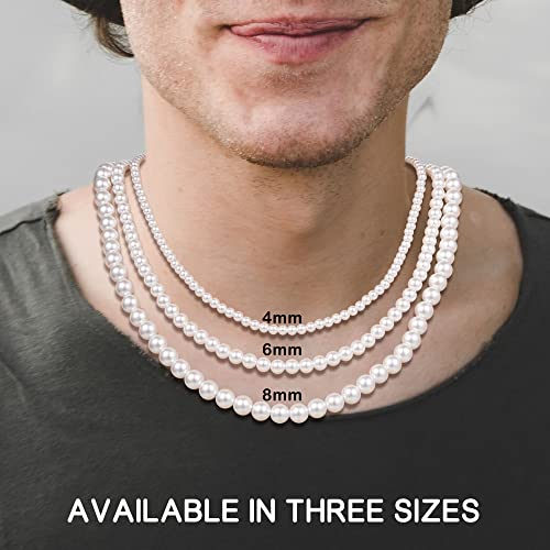 Jsjoy Mens Pearl Necklace 8Mm Round Pearl Necklace For Men 20" Choker Necklace Men's Jewelry Gifts For Men #TOP2