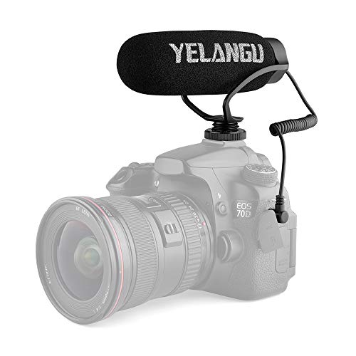 mewmewcat MIC08 Microfone condensador na câmera Microfone de vídeo com redução de ruído com montagem