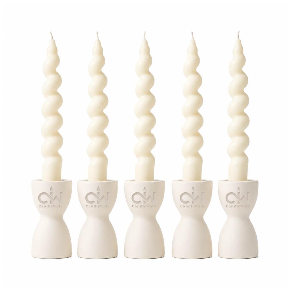 Spiral Twist Candles - Pack of 5 | Soy Wax Taper Smokeless Dripless Candles for Home Decor & Gifting (Vanilla)-image-46
