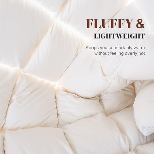 WhatsBedding Feather Comforter,Filled with Feather and Down Fiber, White King Size All Season Duvet Insert, Luxurious Hotel Bed Comforter, 100% Cotton Cover,Medium Warmth with Corner Tabs,106x90 Inch