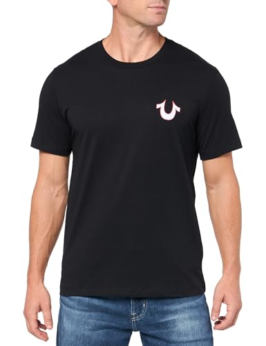 True Religion Men's SS Vintage Flock Tee, Jet Black, L