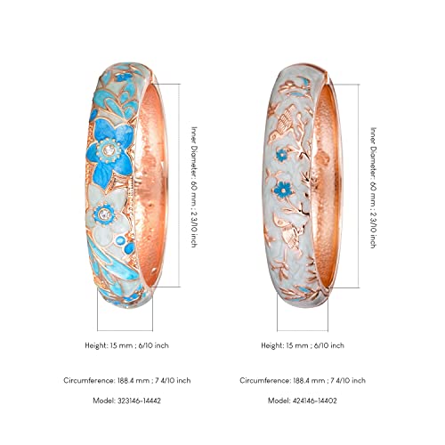 UJOY Colors Handcraft Jewelry Cloisonne Bracelet Enamel Hollowed Butterfly Spring Hinged Womens Bangles Gifts Box 88A11-55C49 light blue - Image 4