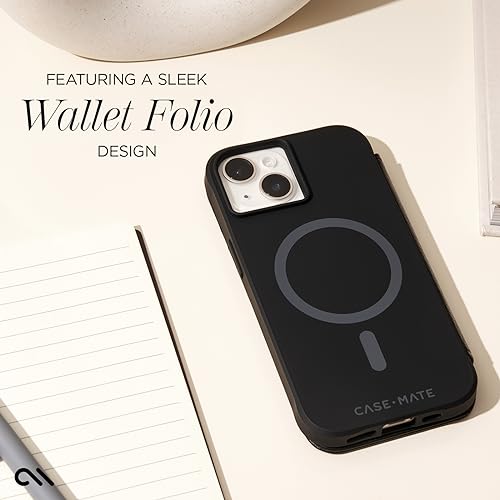 Étui portefeuille iPhone 15 Plus Case-Mate cuir véritable MagSafe noir - 4