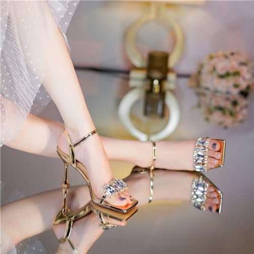 Crystal Sandals Clear Slingback Heels For Party Wedding Sexy Wedding Dress Shoes Open Toe Ankle Strap Heeled Sandals Comfortable Thick Heels2