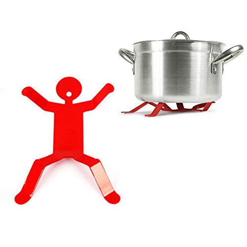 Fivebop Anti Heat Pressure Durable Small Iron Hotman Trivet Pot Holder (Red)