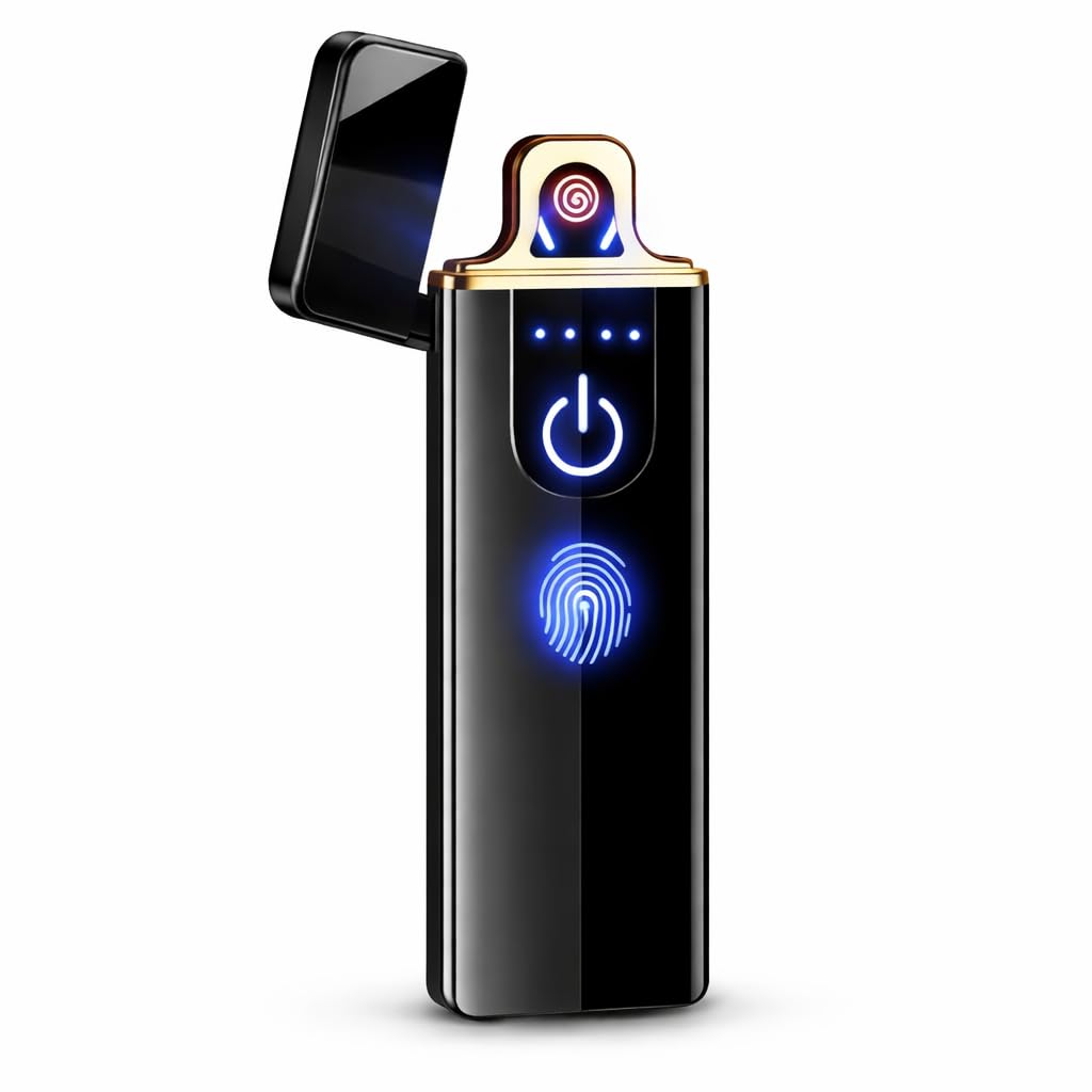 USB Rechargeable Electric Cigarette Lighter with Touch Sensor, Windproof Flameless Tungsten Coil Lighter, Cyclic Charging Portable Metal Lighter for Cigarettes, Travel & Outdoor Use (Pack of 1)-image-22