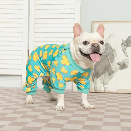 Image of BEAUTYZOO Dog Pajamas Large Sized Dog, Summer Doggie Pajamas for Boy Girl, Soft Strechy Cotton Puppy Pjs Jammies Onesies for Men Women, Pet Jumpsuit Body Suit Cat Apparel Clothes, Yellow Duck XL