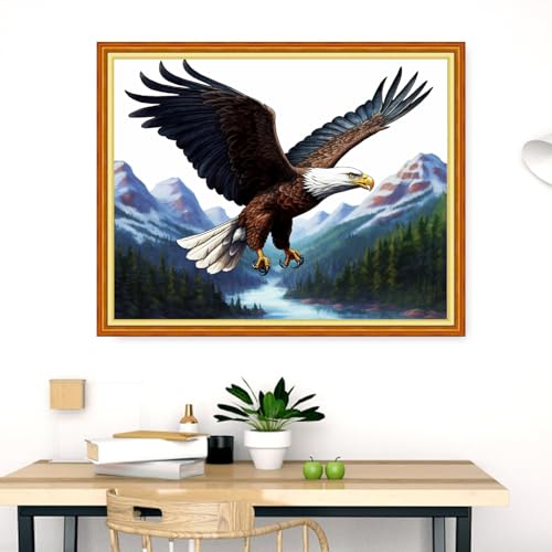 Image of Dimensean Stamped Cross Stitch Kits Full Range of Embroidery Patterns Starter Kits for Beginners Adult DIY Cross Stitches Needlepoint Kits 11CT-Feiying Mountain and River 16x20 inch