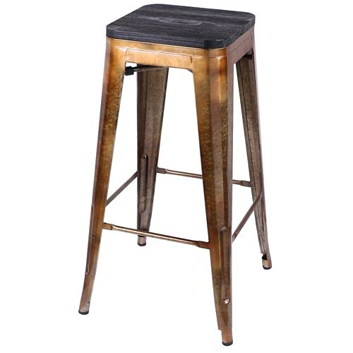 Arredo e portaoggetti interno Set di 4 sgabelli da bar vintage Liv, colore: oro e nero