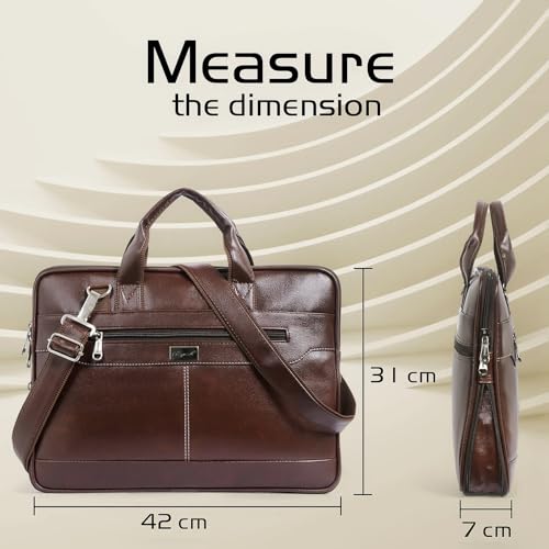Image of Bagneeds 14 Inch Laptop Office Bag for Men & Women | Premium Synthetic Leather Business Briefcase | Padded Compartment | Adjustable Shoulder Strap