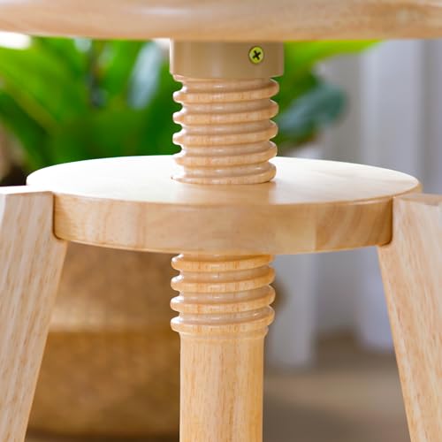 Image of Guidecraft Adjustable Drafting Wooden Stool-Natural: Drafting Chair for Kids, 16 inch-18 inch Inch Swivel Stool for Kids' Art Studio Furniture | Toddler Chair for Drawing, Painting, and Crafting